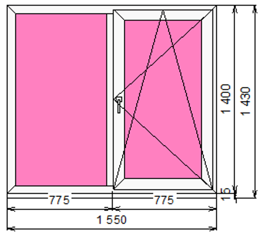 Пластиковое окно 1400 х 1550 ТермА Эко