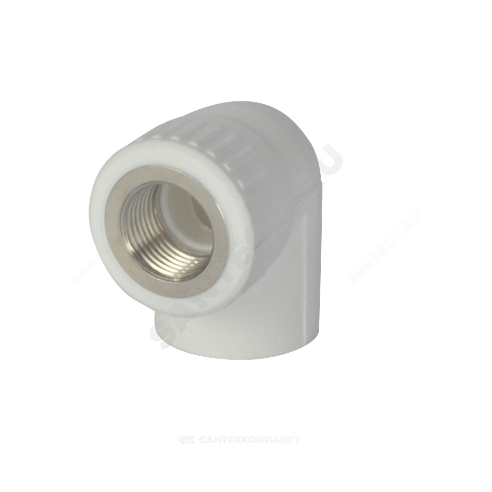 Угольник PP-R комбинированный белый Дн 20х3/4"х90гр ВР ZFPCL