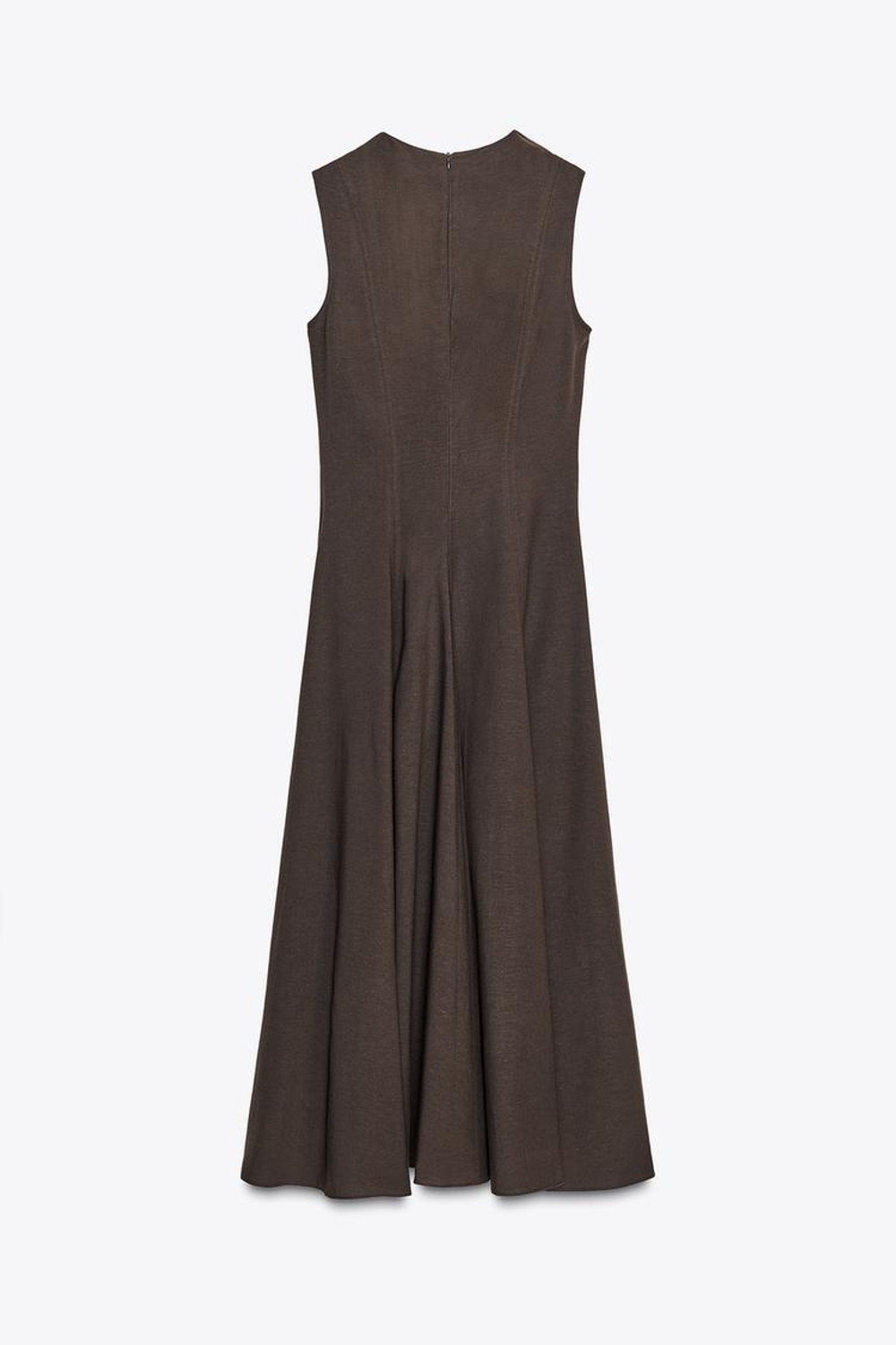 ZARA ПЛАТЬЕ МИДИ В ГОРОШЕК — ZW COLLECTION, КОРИЧНЕВЫЙ