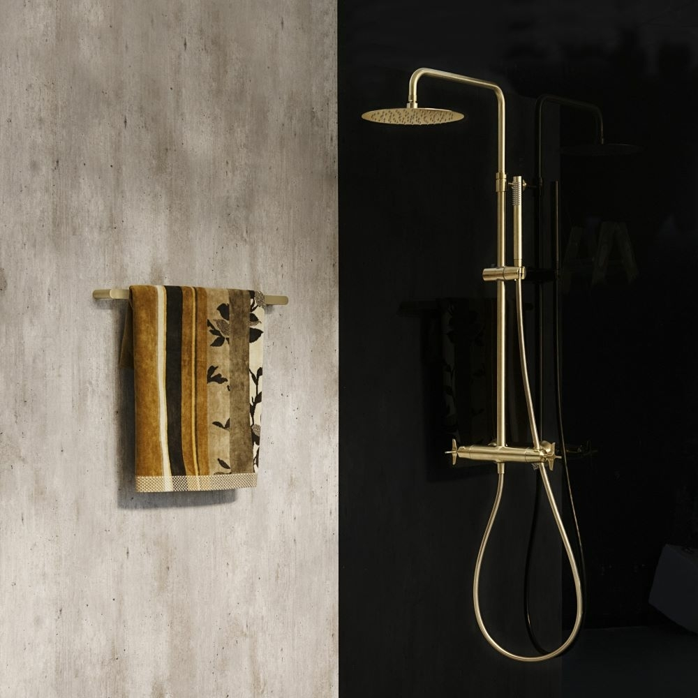 Душевая термостатическая система без излива с регулировкой высоты ADAGIO 915411RM300OC золото