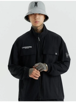 Куртка на молнии с нашивными карманами