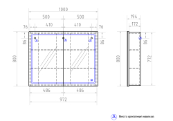 Зеркальный шкаф Vigo Geometry 1000 (1000х190х800 мм) с LED подсветкой