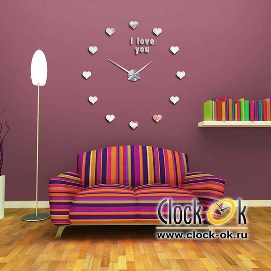 Настенные 3D часы I love you