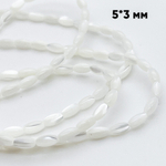 Перламутр, размер около 5*3 мм, цена за отрезок 19 см (1/2 нити)