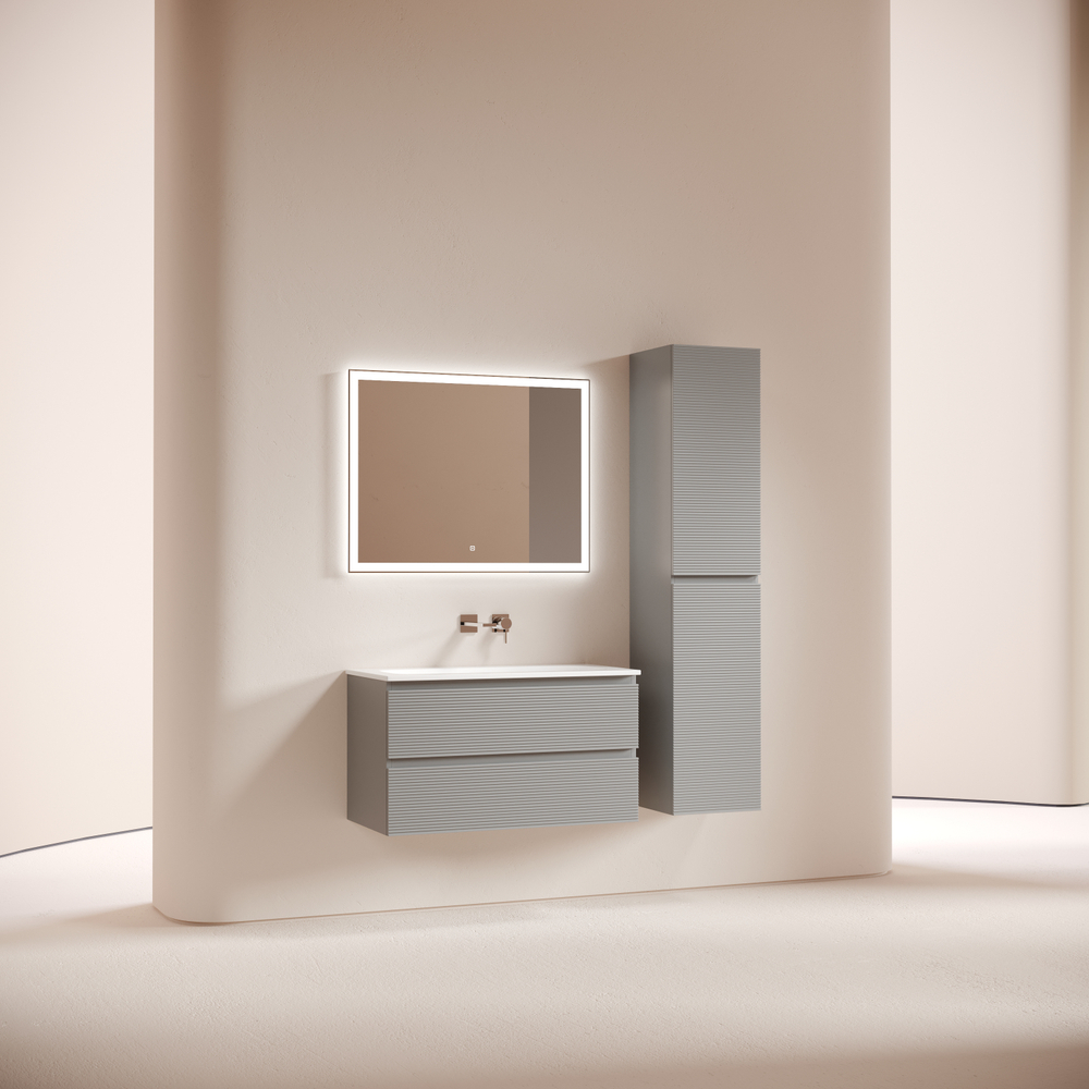 Тумба подвесная Sancos Folk с двумя ящиками 890х445х500, Ergraut soft, FL90ES