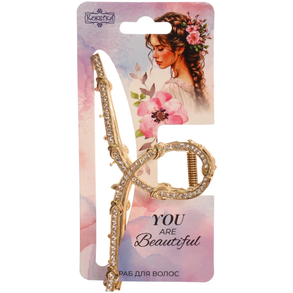 Заколка-краб для волос «AKS - DesignPRO», петля, цвет золото и хром, 11*5см