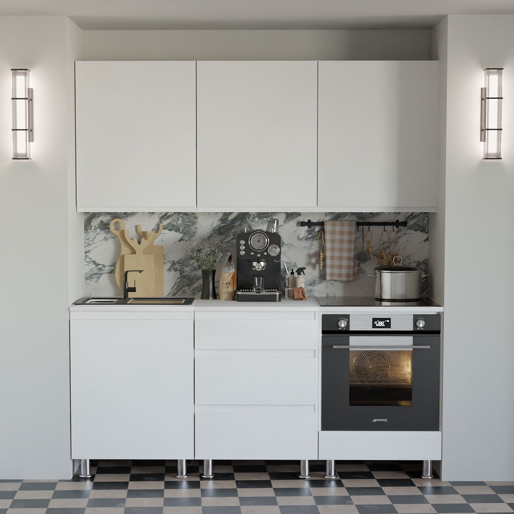 Кухня Севилья 180 см со столешницей (6 модулей), белый ЛДСП