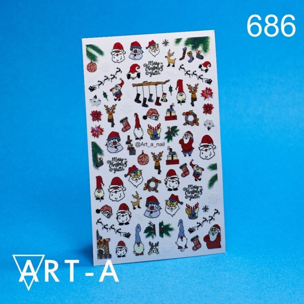 Art-A Наклейки для дизайна ногтей F686 Новый год