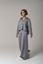 Брюки трикотажные wide leg серые