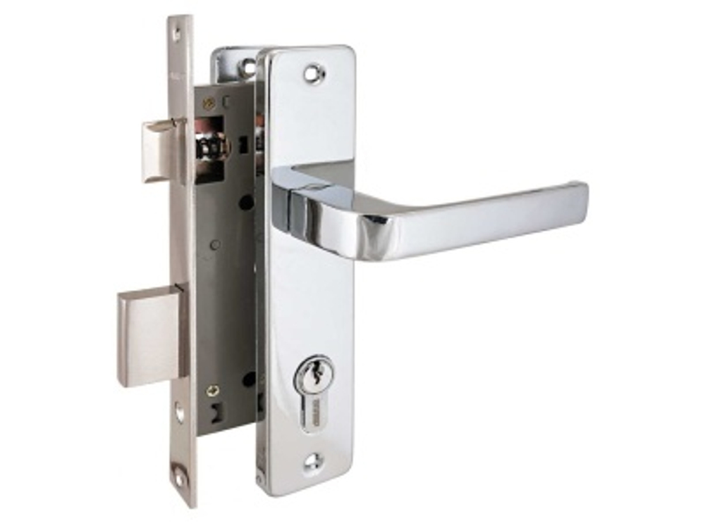 Замок врезной 126/1 CP хром с ручкой Аллюр (12шт/уп)