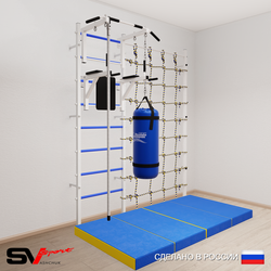 Шведская стенка Sv Sport усиленная 67060 (Турник стандарт/Брусья/Канат/Цепь/Мешок 22кг/Мат 2м/Канатный лаз)