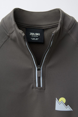 ZARA ТЕРМОФУТБОЛКА С ДЛИННЫМИ РУКАВАМИ НА МОЛНИИ, СЕРЫЙ