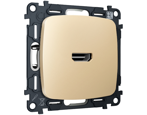 MO614010 Комплект механизма розетки HDMI 2.0 OMEGA Шампань 40V/500mA 2.0GHz 5-18Gbit/s QUANT (OP6140, VM222)