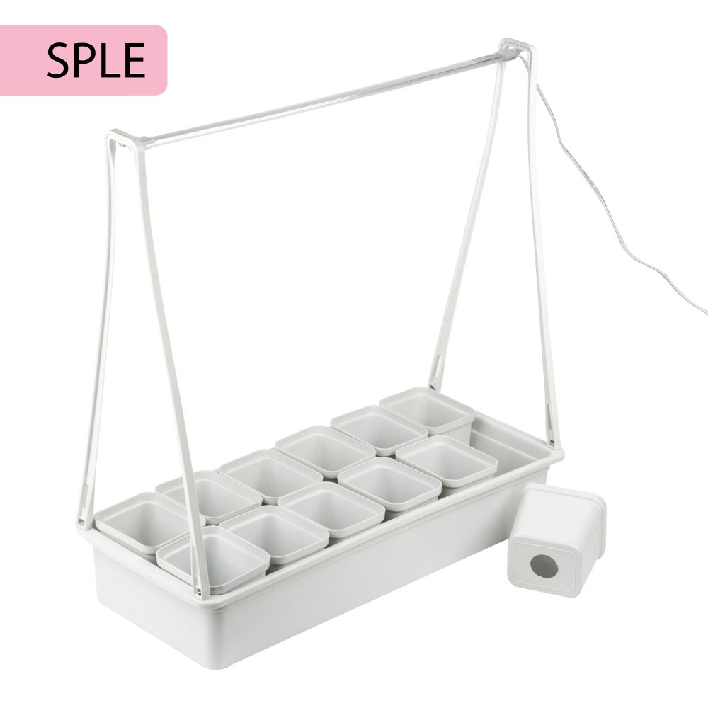 ULT-P34N-10W-SPLE IP65 WHITE 12 Набор Минисад. светильник для растений светодиодный с подставкой. Спектр для фотосинтеза. 12 кашпо в-к. белые. TM ФитоЛето