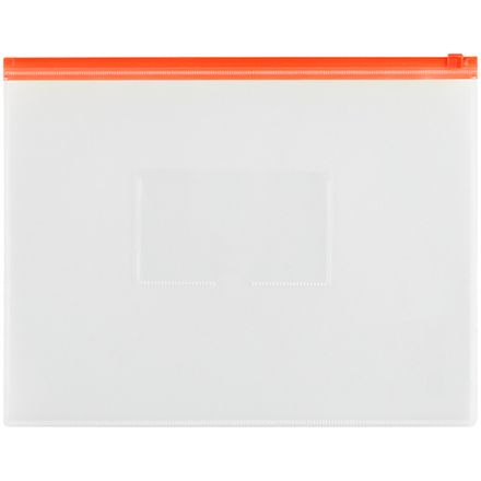 Папка на молнии А4, OfficeSpace, 150мкм, визитка, прозрачная, молния красная