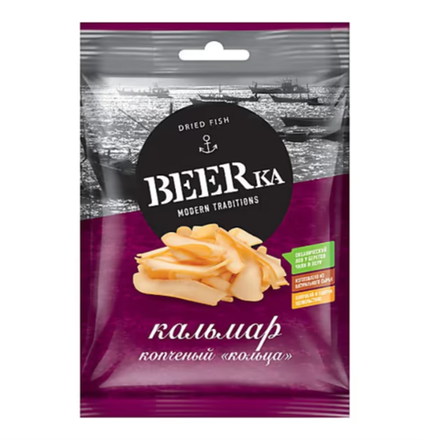 Beerka кальмар копченые кольца 18 гр
