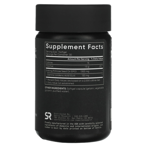 Sports Research, масло примулы вечерней, 1300 мг, 30 мягких желатиновых капсул