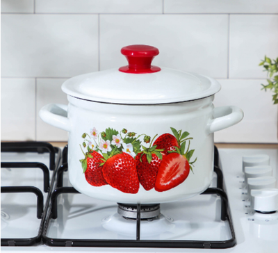 Кастрюля эмалированная цилиндрическая, 5 л, деколь МИКС, цвет белый