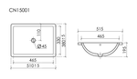 Раковина встраиваемая снизу Ceramicanova Era, с отверстием слива - перелива 515x380x195 мм, белый, арт.CN15001