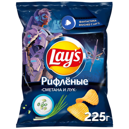 Чипсы картофельные LAY'S Рифленые сметана и лук 225гр
