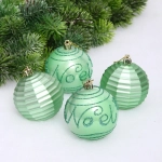 Набор шаров «Зимний коллаж» 7 см (в наборе 4 шт), Нежно-зеленый