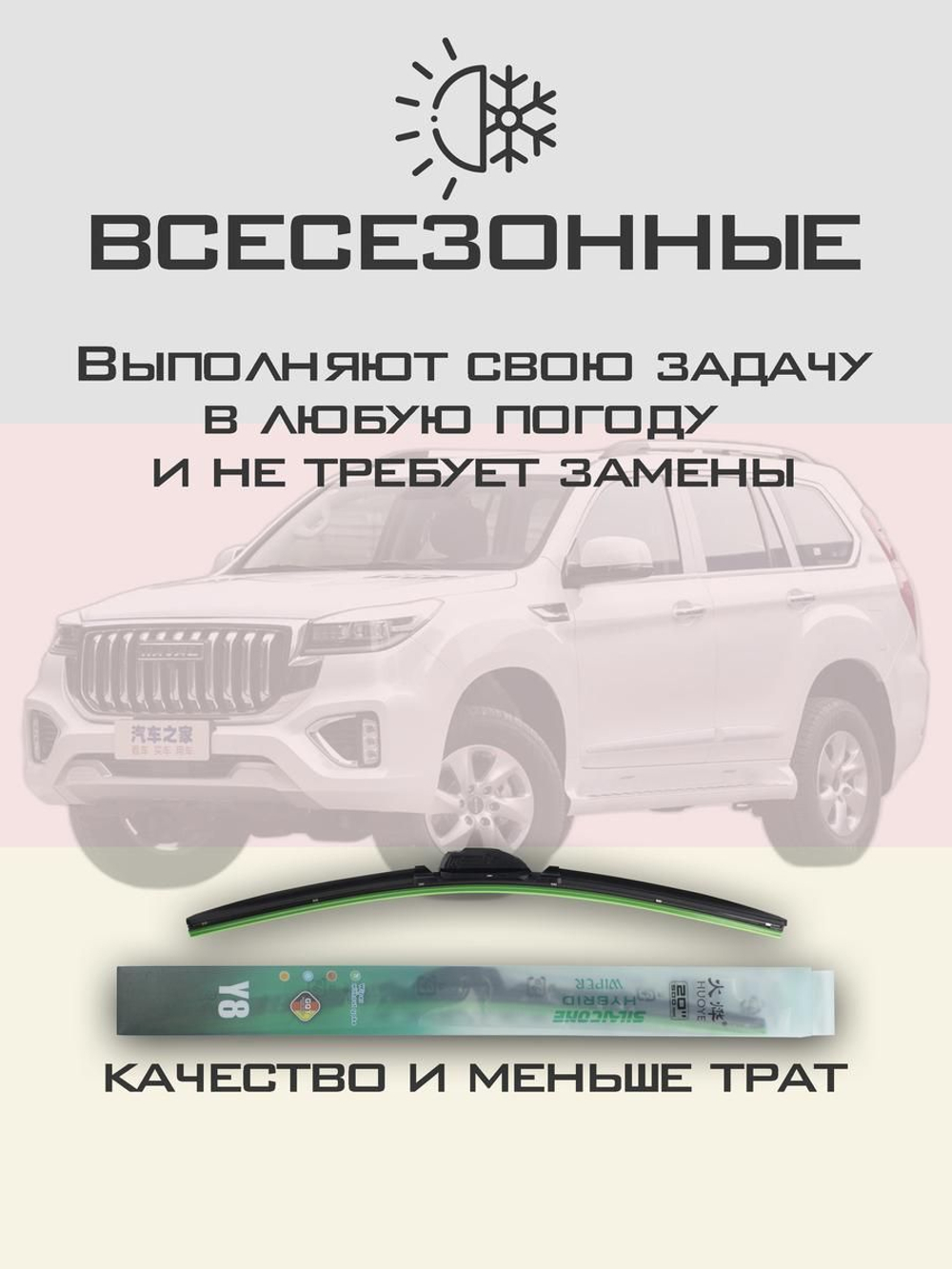 Щетки стеклоочистителя HUOYE Y8 550/450 мм на Haval H9 | AeroClip