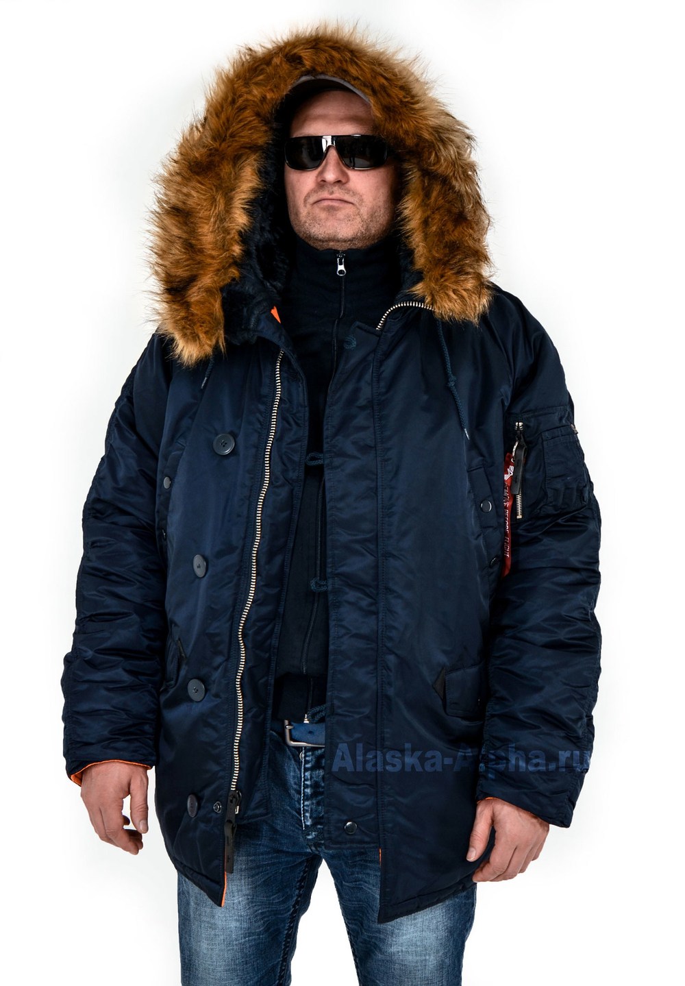 Куртка Аляска Alpha Slim Fit N-3B (т. синяя - r.blue/orange)