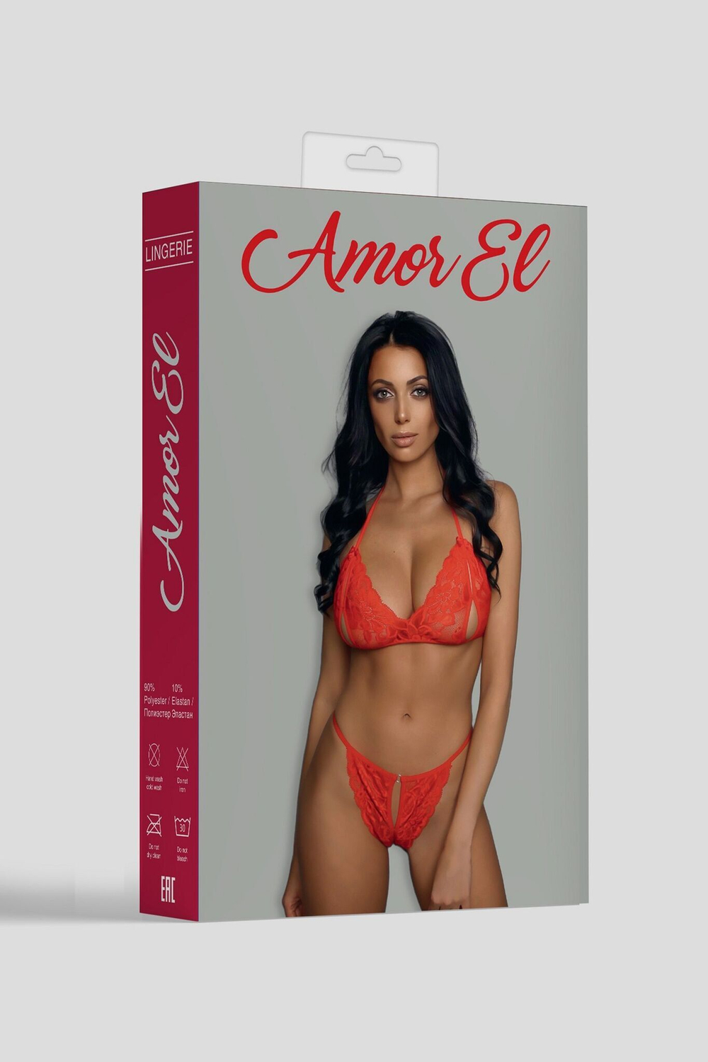 Пикантный комплект белья с разрезами (Размер: S-M) (Цвет: красный)