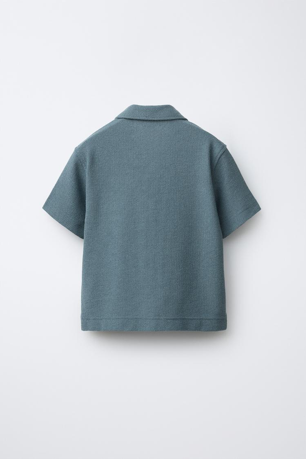 ZARA РУБАШКА С ОТЛОЖНЫМ ВОРОТНИКОМ, ЗЕЛЕНОВАТО-СИНИЙ