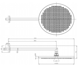 Bossini Apice душ верхний Ø280 мм, настенный кронштейн 400 мм, цвет чёрный матовый