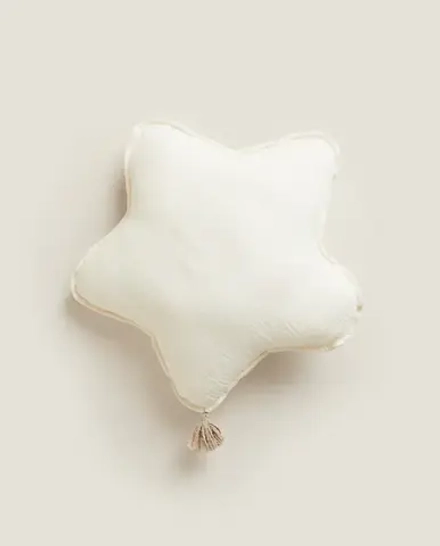ZARA HOME ДЕТСКАЯ ПОДУШКА В ФОРМЕ ЗВЕЗДЫ, ЖЕЛТОВАТО-БЕЛЫЙ