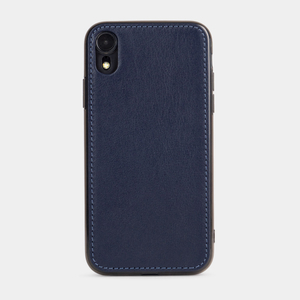 Чехол-накладка кожаная для iPhone XR синего цвета индиго