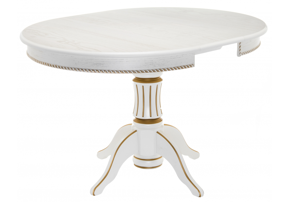 Стол деревянный Woodville Павия 100 молочный, золотая патина