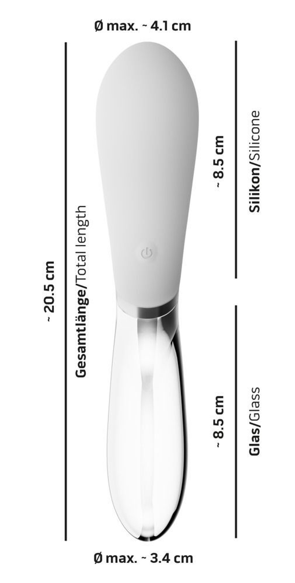 Вибратор с подсветкой для G-точки Liaison LED, стеклянный, двусторонний, 18 см