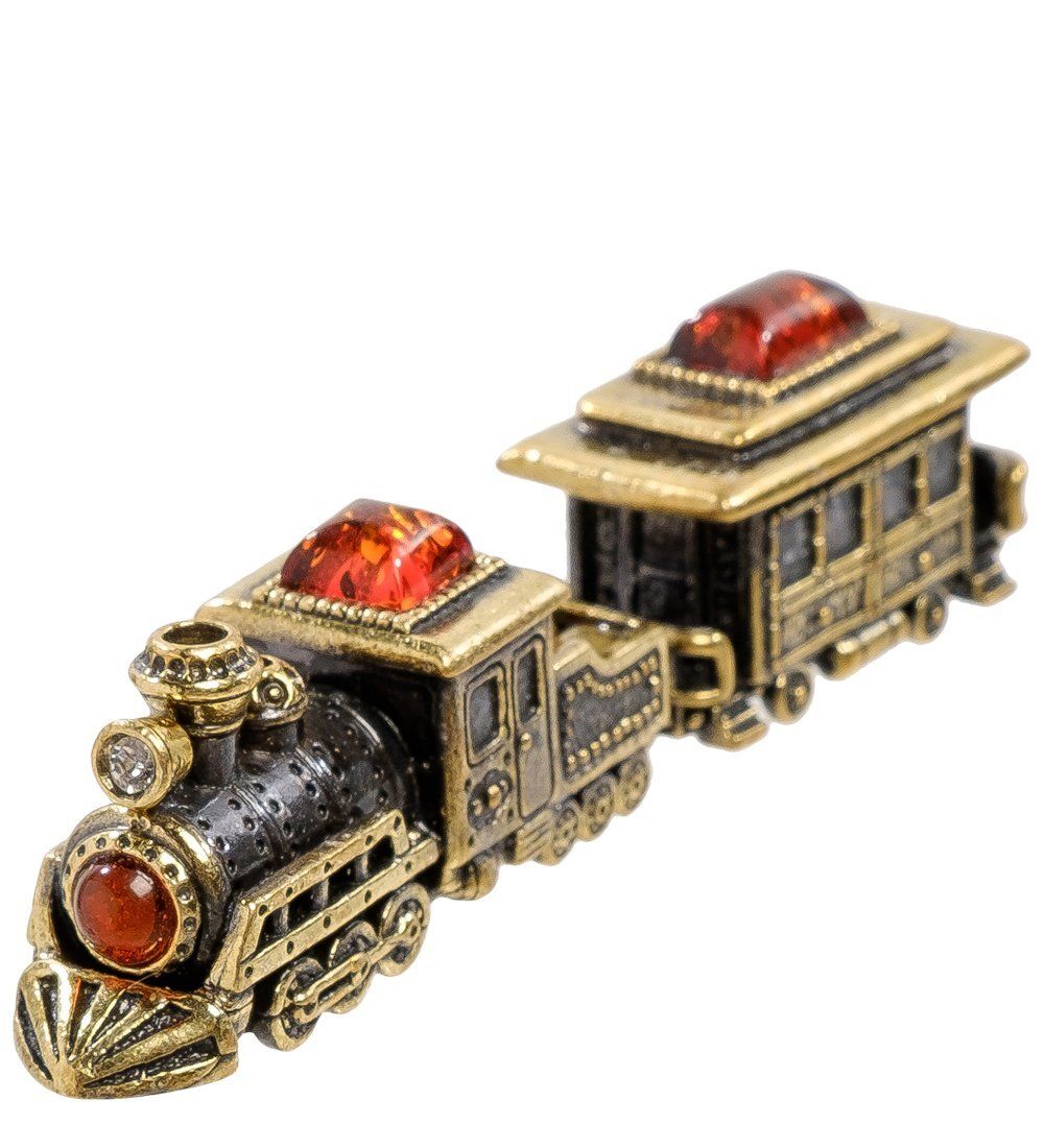 Народные промыслы AM-2168 Фигурка «Паровоз -пасажирский» (латунь, янтарь)