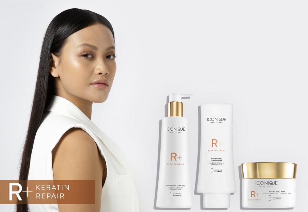 ICONIQUE Professional R+ Keratin repair Nourishing conditioner - регенерирующий кондиционер с кератином для сухих и поврежденных волос /   200  ml  / GTIN 8059300536247