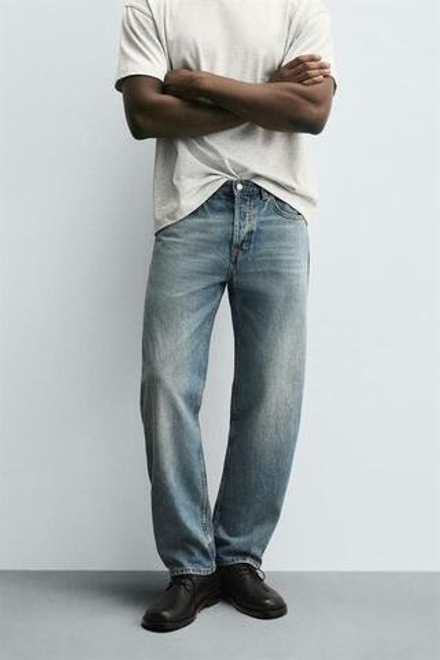 ZARA ДЖИНСЫ STRAIGHT FIT, ВЫЦВЕТШИЙ СИНИЙ