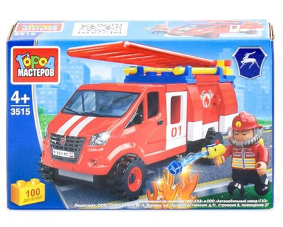 Конструктор пластмассовый 100эл. ГАЗ "Пожарная газель" 3515-KK (36) (Город мастеров)