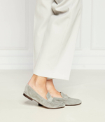 Кожаные мокасины ballet loafer TORY BURCH - серый(156836)