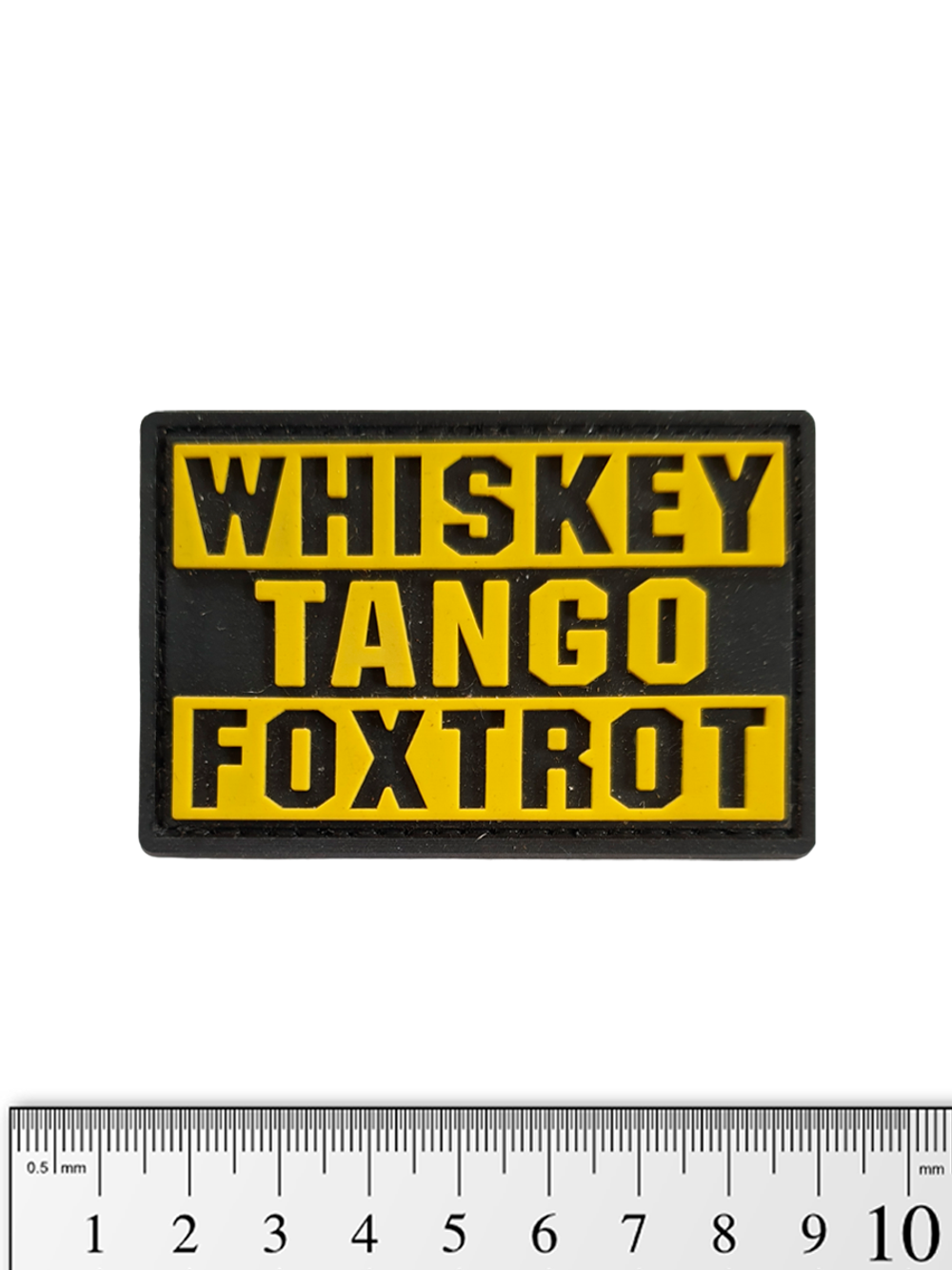Шеврон Whiskey. Tango. Foxtror PVC. Жёлтый на чёрном