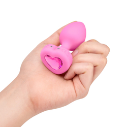 b-Vibe VIBRATING HEART SHAPE JEWEL PLUG S/M - Анальная пробка с ДУ