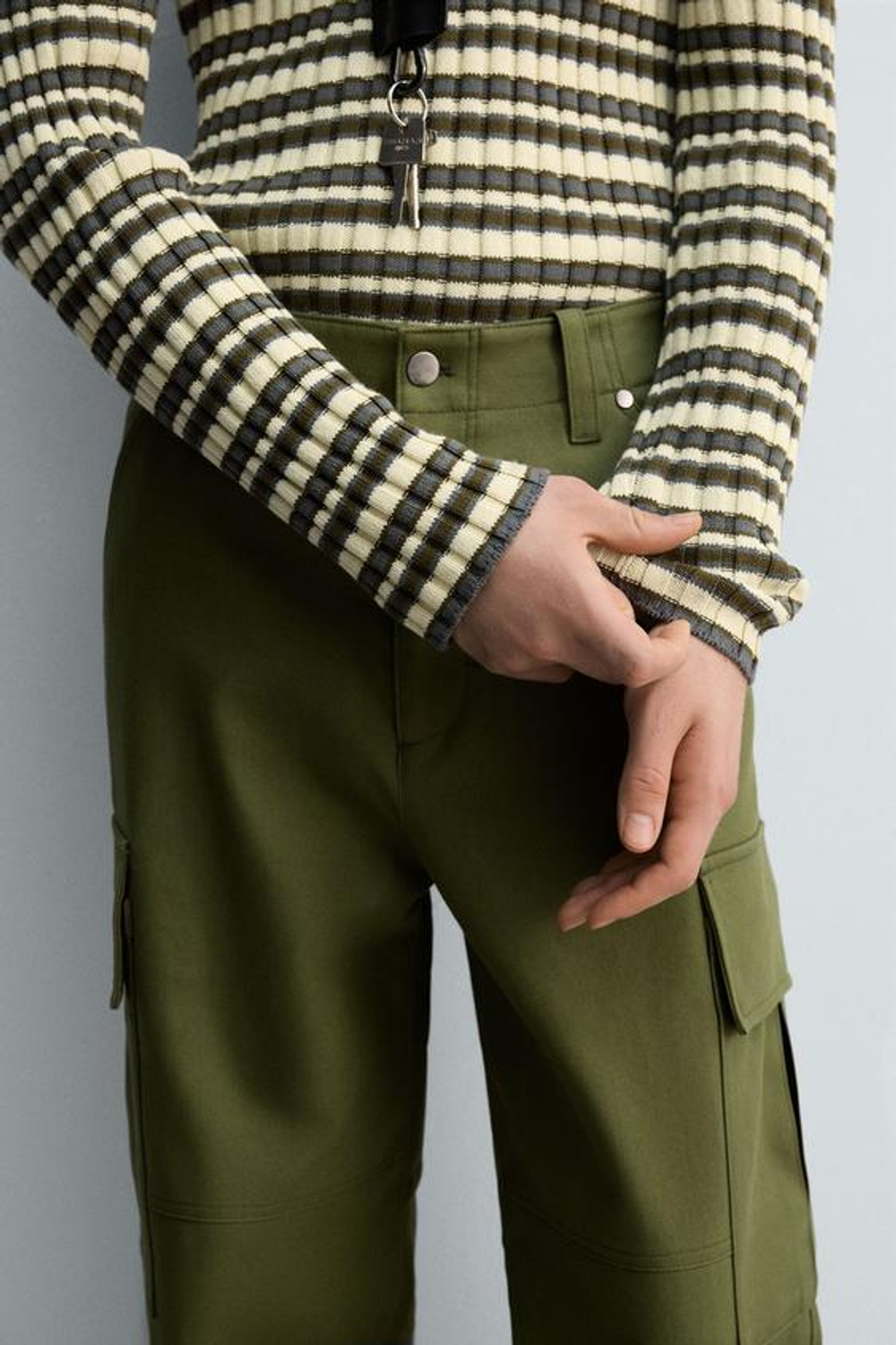 ZARA БРЮКИ КАРГО RELAXED FIT, ХАКИ