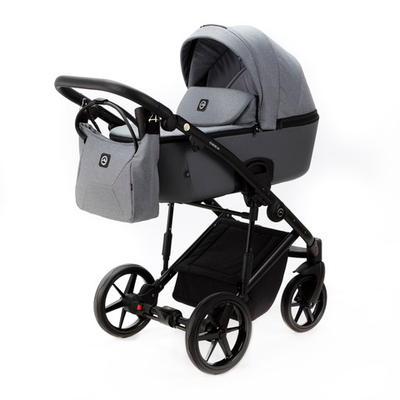 Детская универсальная коляска Adamex MOBI LUX PS-113 (2в1) Серый, Серая экокожа