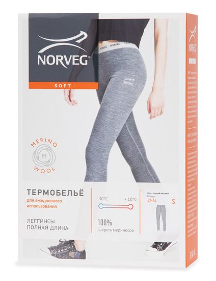 Термобелье женское легинсы Norveg Soft  полная длина (14SW003-014), серый меланж