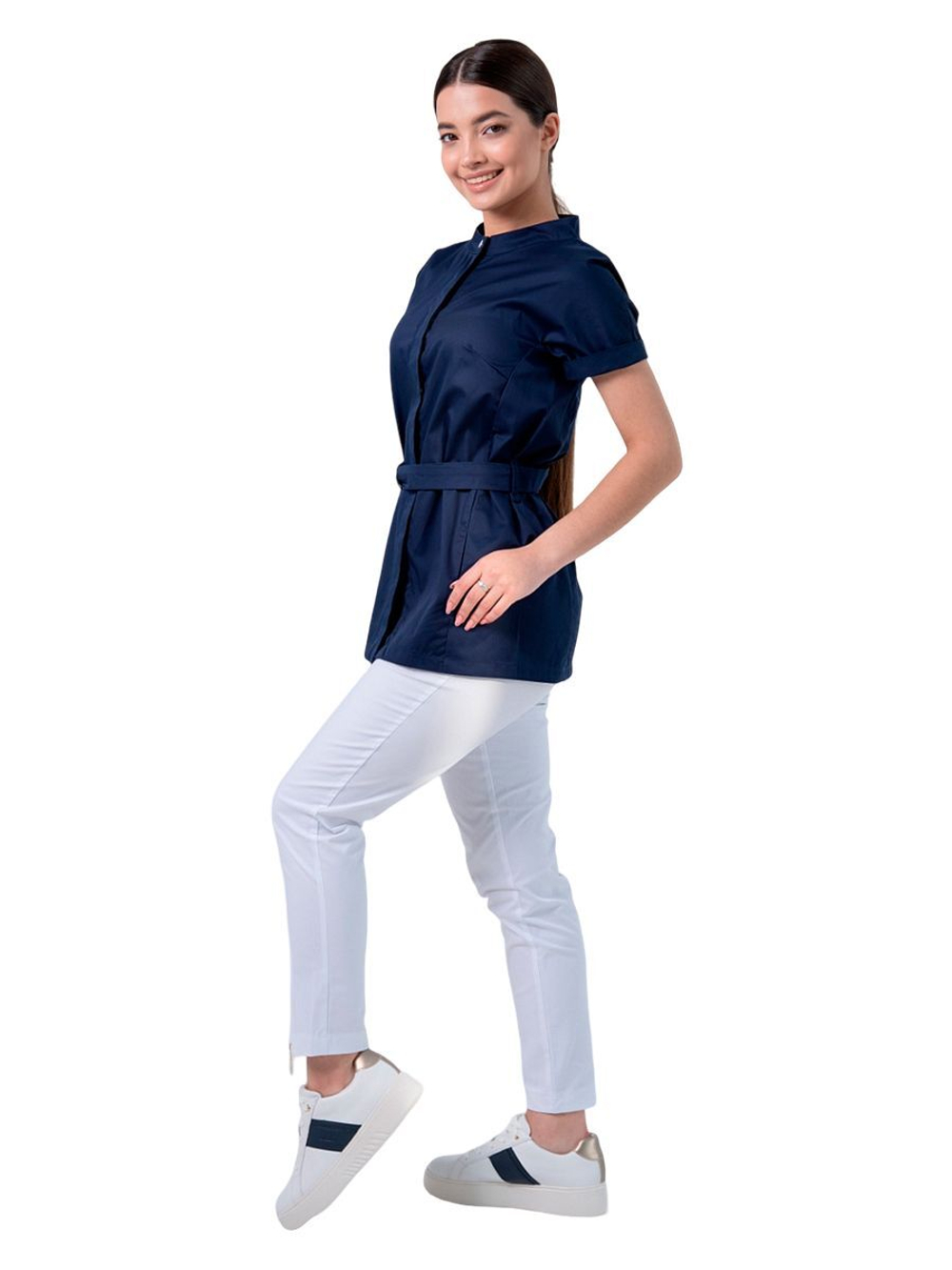 Туника медицинская женская Mariita MA766 на кнопках с поясом, синий, 50