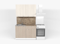 Кухонный гарнитур Ольга мини 1 1000 мм (Латте/Карамель/Белый, Аламбра темная)