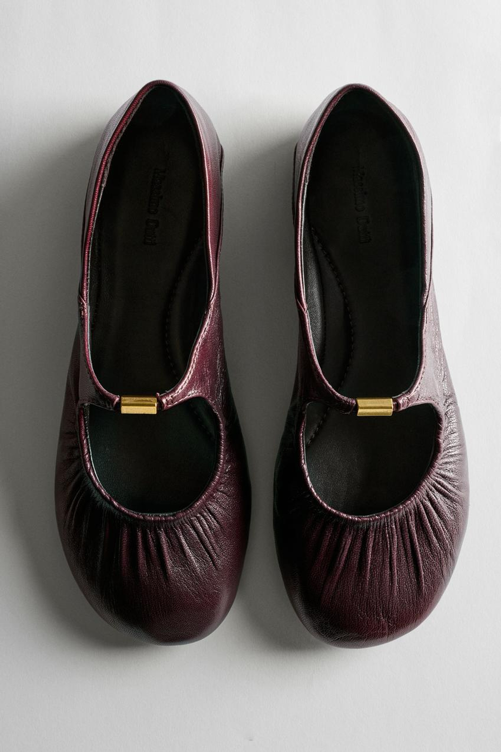 Massimo Dutti Балетки из мягкой кожи, бургунди