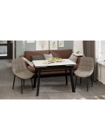 Стол кухонный Черный муар серый мрамор 110(169)х70х77 см