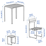 Стол + 2 стула + табурета - FURUÖN / FURUОN IKEA/ ФУРУОН  ИКЕА, 56х75 см, коричневый/черный