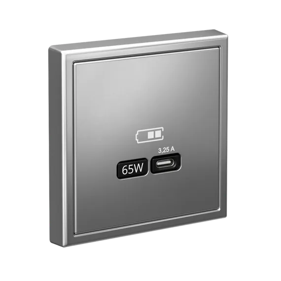 Розетка USB ArtGallery тип C 65Вт QC PD высокоскор. ЗУ механизм сталь SE GAL000927